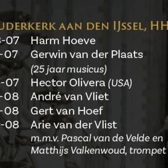 Orgelconcerten in de Hersteld Hervormde Gemeente te Ouderkerk a/d IJssel