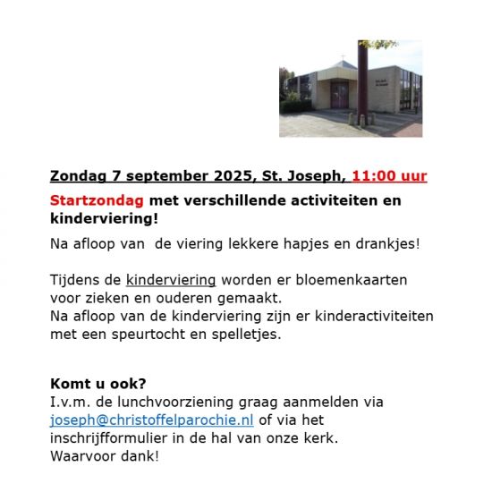 Startzondagviering in de St. Joseph kerk