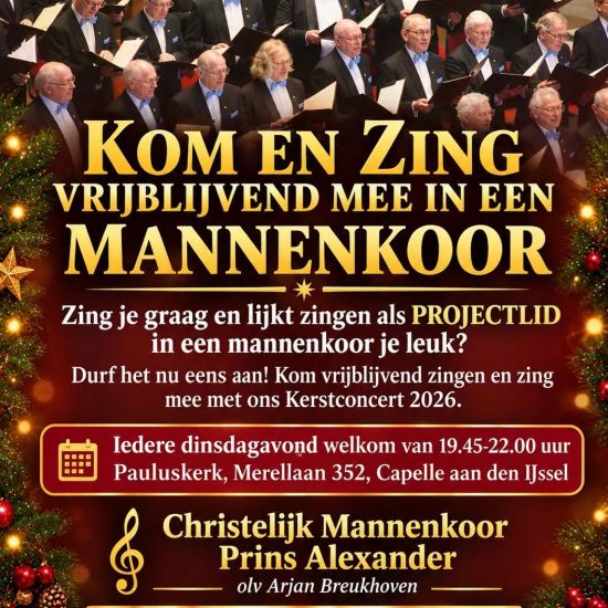 Kerstconcert chreistelijk mannenkoor Prins Alexander