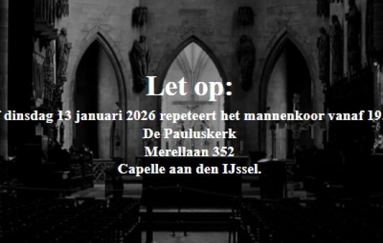 Christelijk Mannenkoor “Prins Alexander” verhuisd