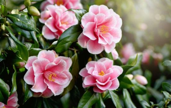 De Camellia weerspiegeld Gods werk