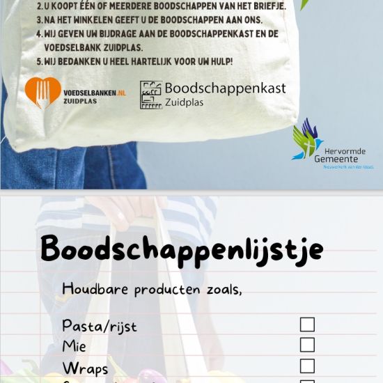 Boodschappenlijst voedselinzameling in Nieuwerkerk aan den IJssel